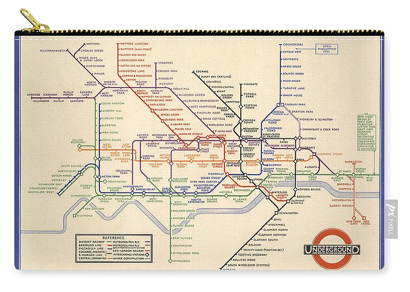 Large Framed Print Picture Poster Vintage 1933 London Underground Tube Map 